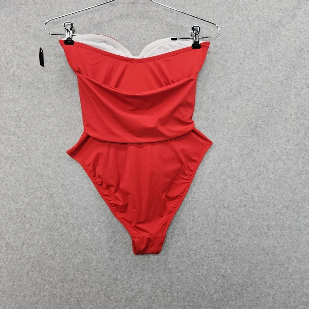 We‎ Wore What Bandeau Tie-Front One-Piece Women's Swimsuit Size XS